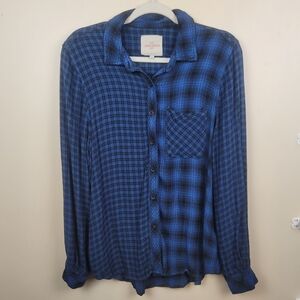 Casacabana Rayon Plaid Long Sleeve Shirt size L